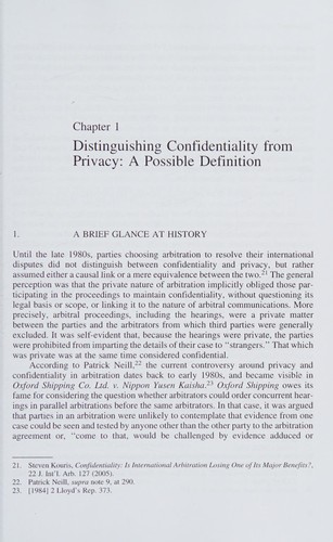 Confidentiality in International Commercial Arbitration