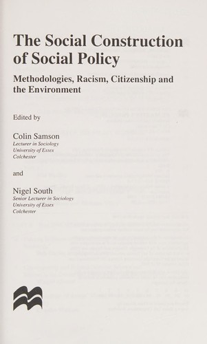 The Social Construction of Social Policy