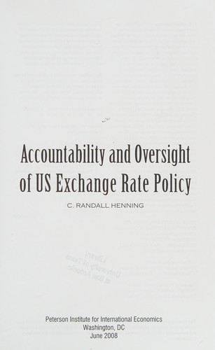 Accountability and oversight of US exchange rate policy