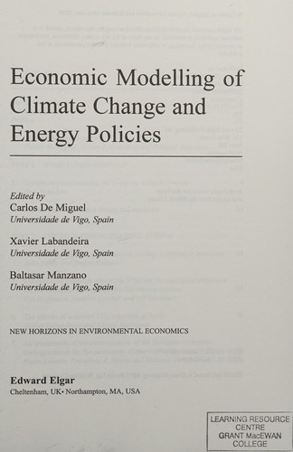 Economic Modelling of Climate Change and Energy Policies