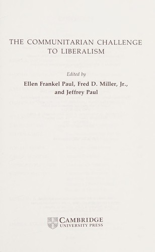 The Communitarian Challenge to Liberalism