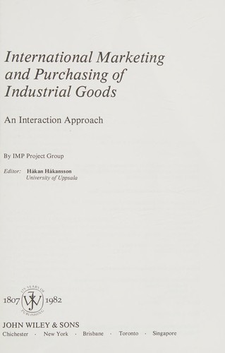 International marketing and purchasing of industrial goods