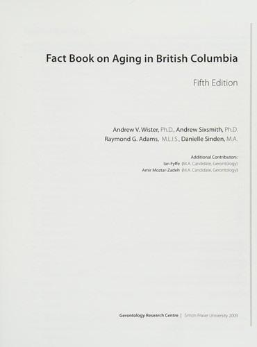Fact Book on Aging in British Columbia