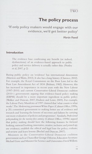 Evidence, Policy and Practice