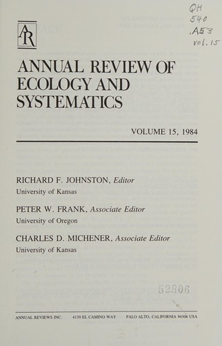 Annual review of ecology and systematics