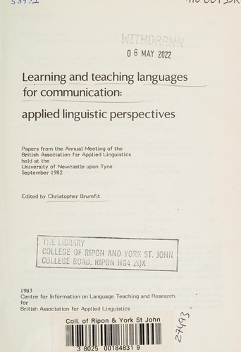 Learning and Teaching Languages for Communication