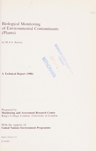 Biological Monitoring of Environmental Contaminants (Plants)