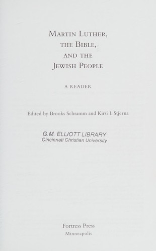 Martin Luther, the Bible, and the Jewish People