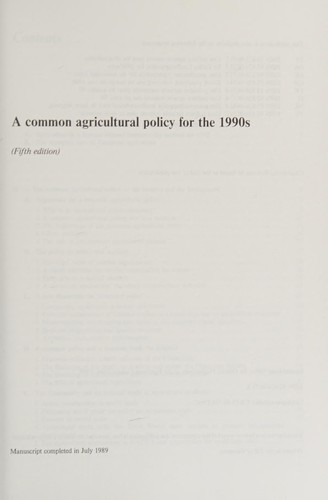 A Common agricultural policy for the 1990s