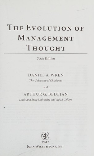 The evolution of management thought