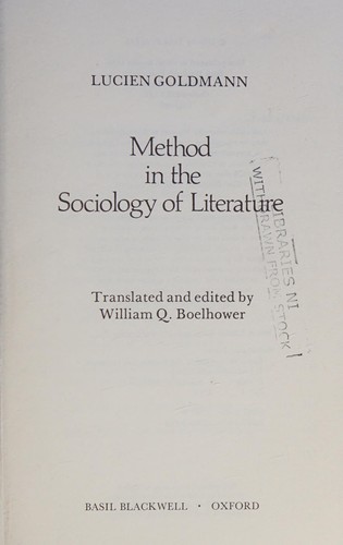 Method in the sociology of literature