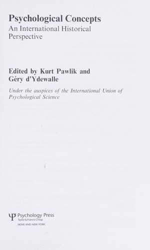 Psychological Concepts: An International Historical Perspective