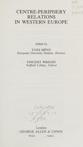 Centre-periphery relations in Western Europe