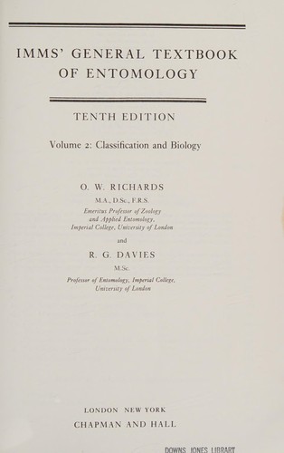 Imms' General textbook of entomology