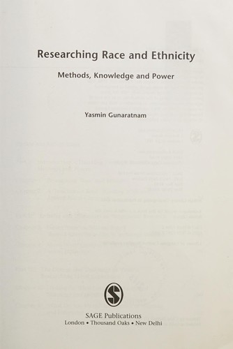 Researching 'Race' and Ethnicity: Methods, Knowledge and Power