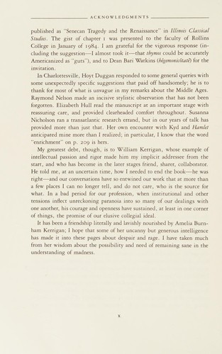 Renaissance tragedy and the Senecan tradition