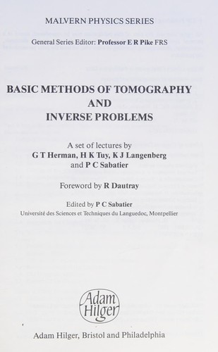 Basic Methods of Tomography and Inverse Problems