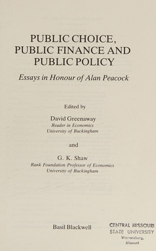 Public choice, public finance, and public policy