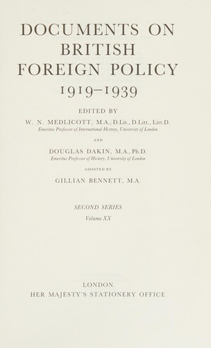 Documents on British Foreign Policy, 1919-1939: Second Series
