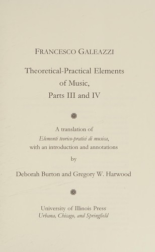 Theoretical-practical elements of music, parts III and IV