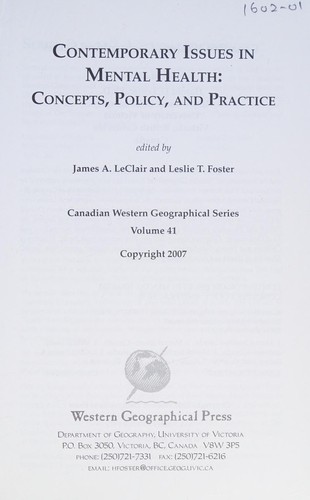 Contemporary issues in mental health