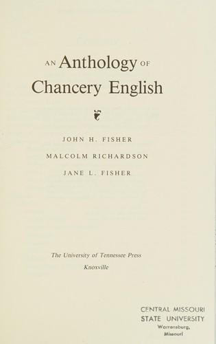 An Anthology of Chancery English