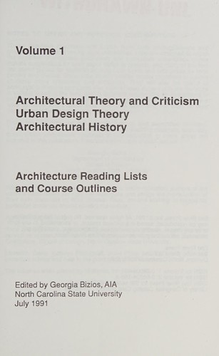 Architectural Theory and Criticism, Urban Design Theory, Architectural History