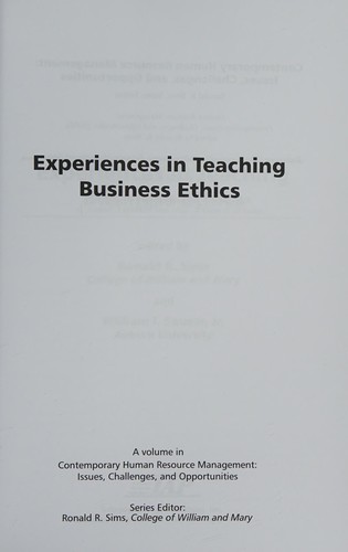 Experiences in Teaching Business Ethics