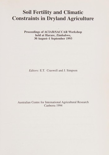 Soil Fertility and Climatic Constraints in Dryland Agriculture