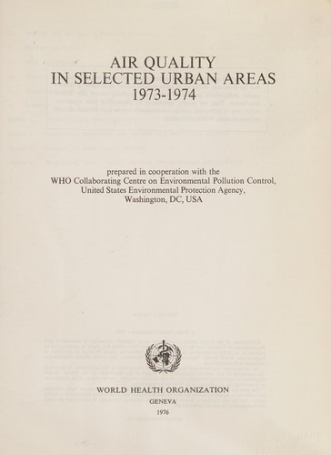Air Quality in Selected Urban Areas, 1973-1974