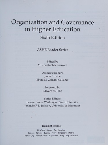 Organization and Governance in Higher Education