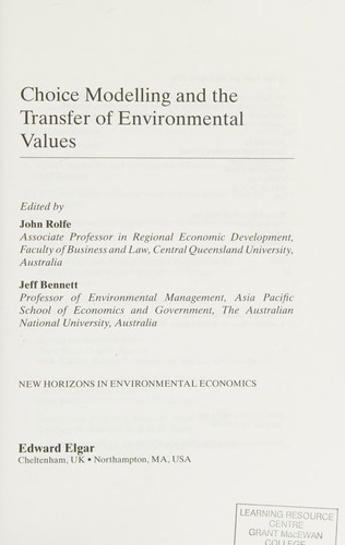 Choice modelling and the transfer of environmental values