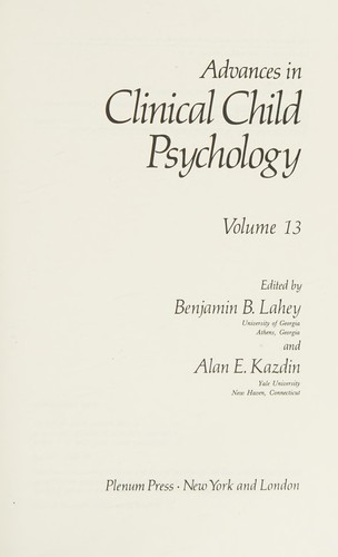 Advances in clinical child psychology