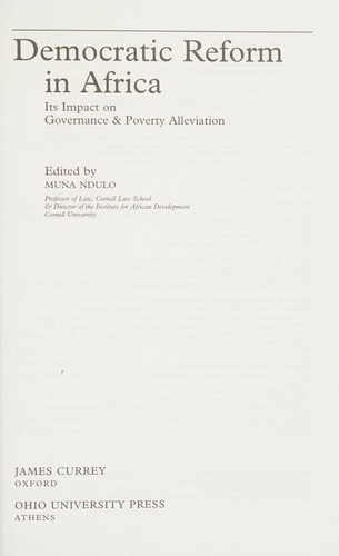 Democratic Reform in Africa: Its Impact on Governance & Poverty Alleviation