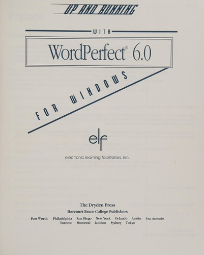 Up and Running with WordPerfect 6.0 for Windows