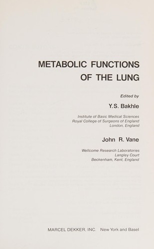 Metabolic Functions of the Lung
