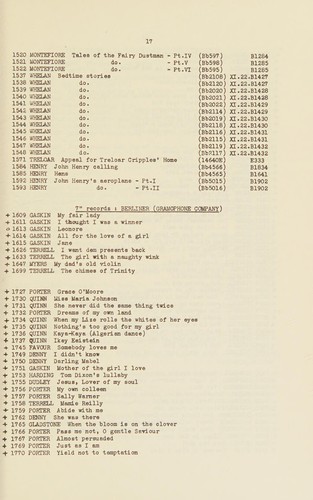A Catalogue of Vocal Recordings from the English Catalogues of the Gramophone Company, 1898-1899; the Gramophone Company Limited, 1899-1900; the Gramophone & Typewriter Company Limited, 1901-1907; and the Gramophone Company Limited, 1907-1925