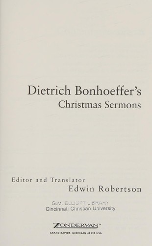 Dietrich Bonhoeffer's Christmas Sermons