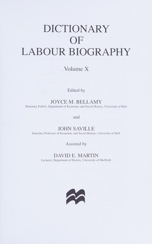 Dictionary of Labour biography