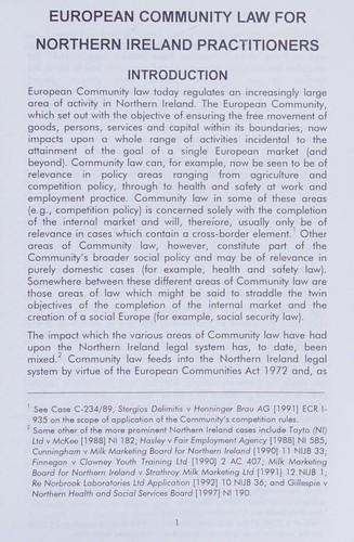EC Law for Northern Ireland Practitioners