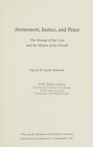 Atonement, justice, and peace