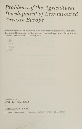 Problems of the Agricultural Development of Less-Favoured Areas in Europe