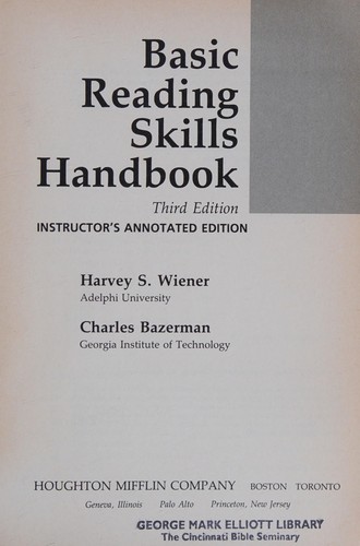 Basic Reading Skills, Instructor's Annotated Edition