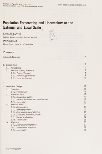 Population forecasting and uncertainty at the national and local scale