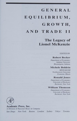 General Equilibrium, Growth, and Trade