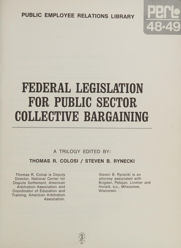 Federal Legislation for Public Sector Collective Bargaining