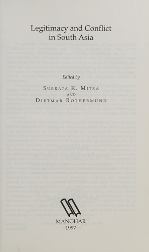 Legitimacy and conflict in South Asia
