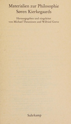 Materialien zur Philosophie Søren Kierkegaards