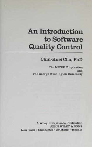 An Introduction to Software Quality Control
