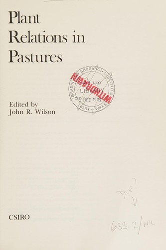 Plant Relations in Pastures
